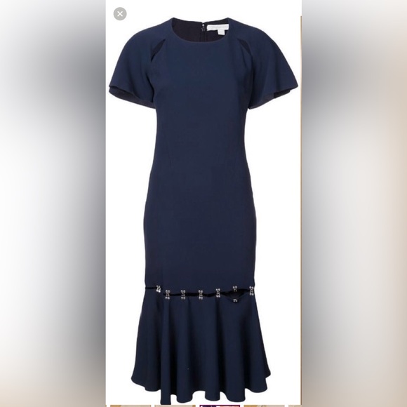 Jonathan Simkhai Navy Hook and Eye Ruffled Midi Dress - Size 2 - Picture 2 of 14